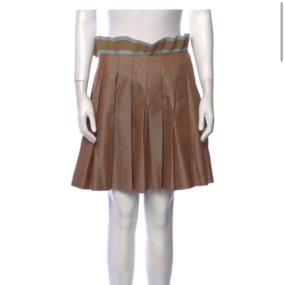 Miu miu Pleated Skirt with Striped Waistband